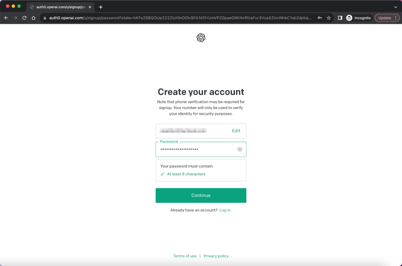 ChatGPT Sign up Enter Create Your Account Enter Your Password