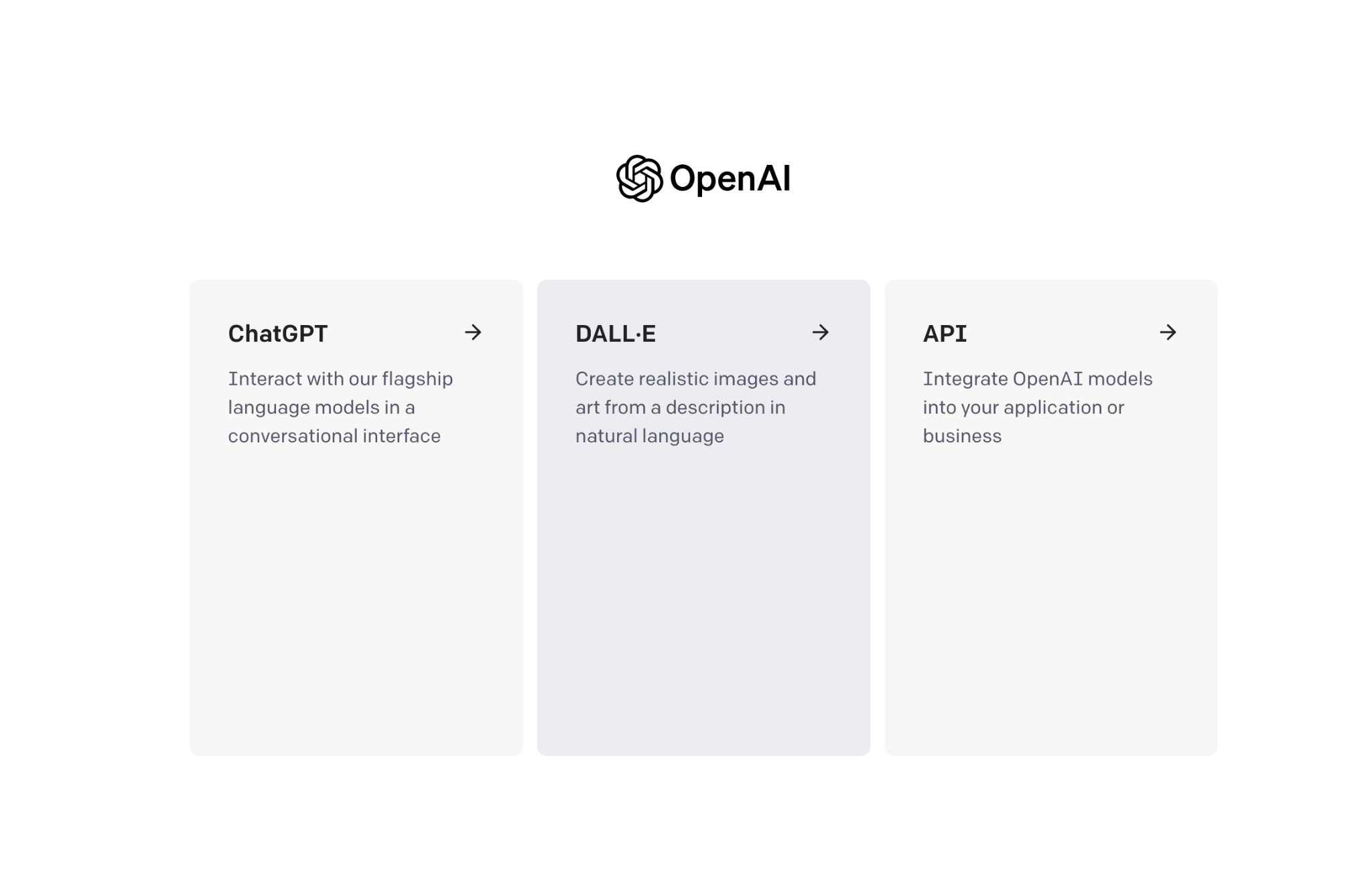 OpenAI Platform  Landing Page Feature Options
