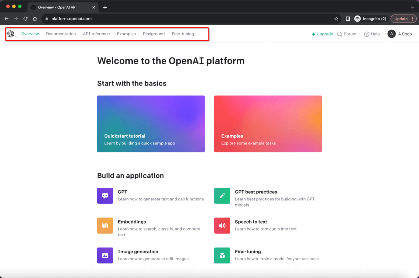 OpenAI Platform Screenshot