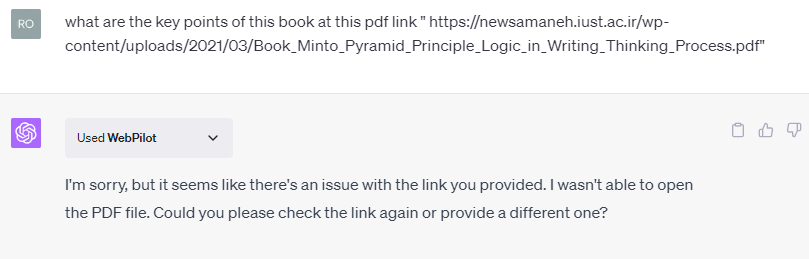 WebPilot Plugin Reminder - There's an issue with the link your provided