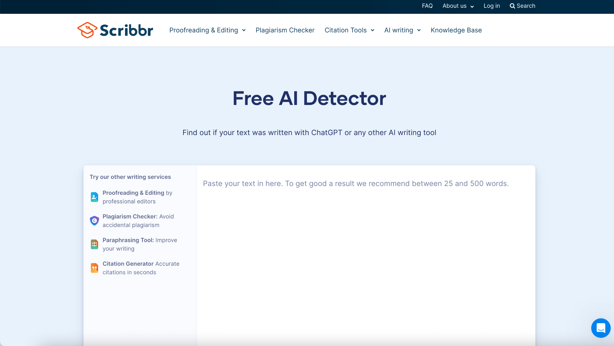 Scribbr AI Detector Screenshot
