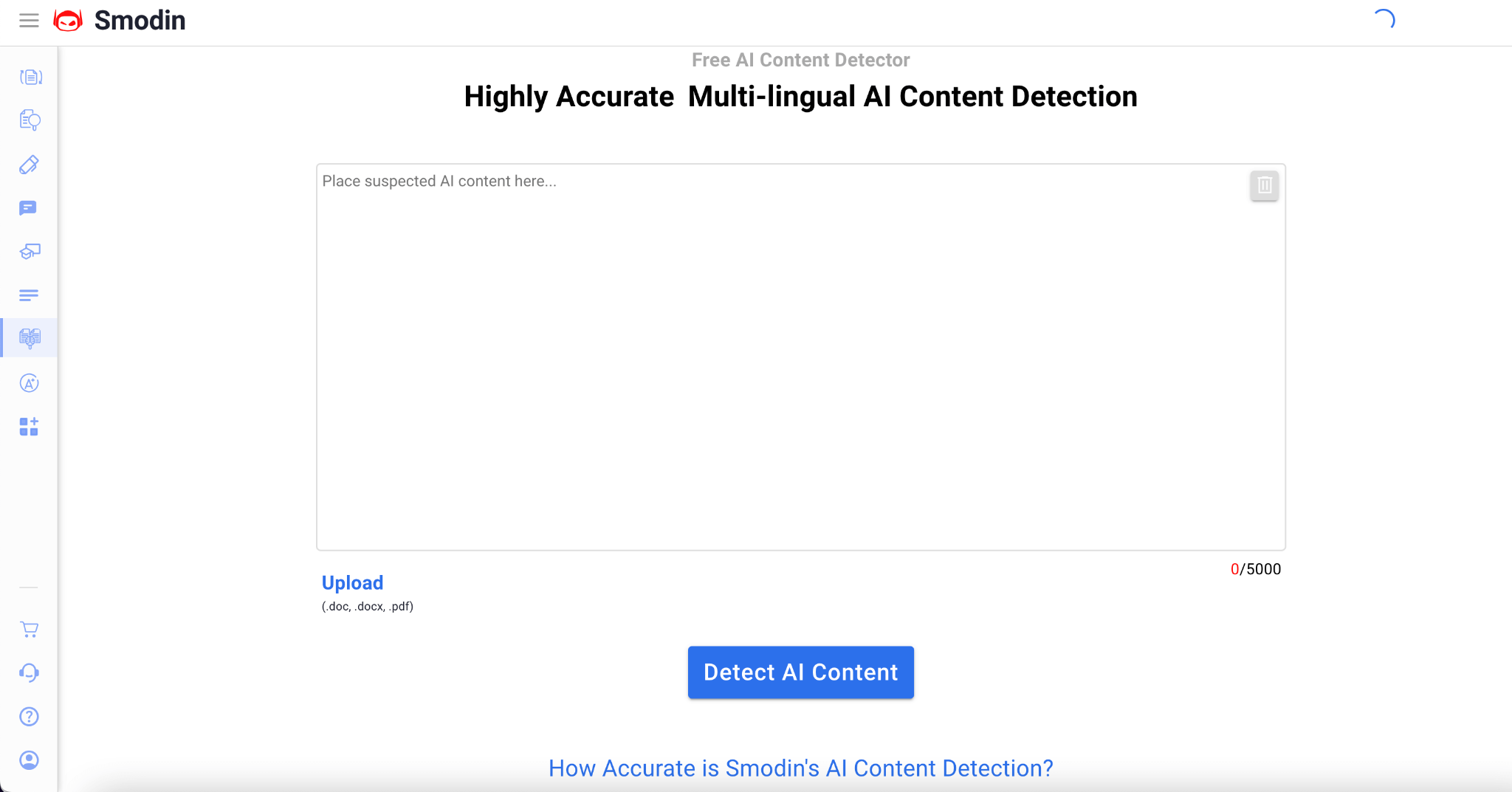 Smodin AI Content Detection Screenshot