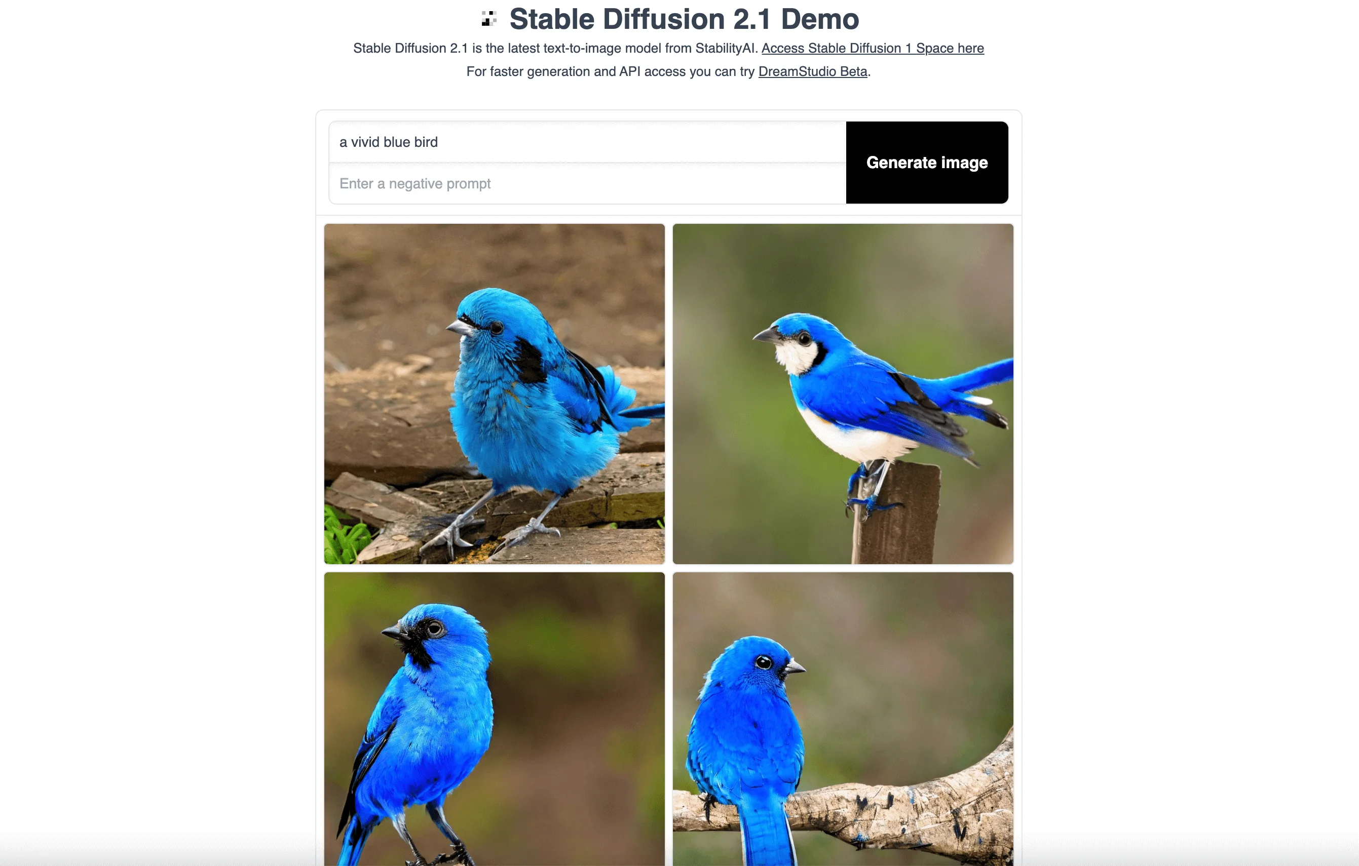 Hugging Face Stable Diffusion A Vivid Blue Bird