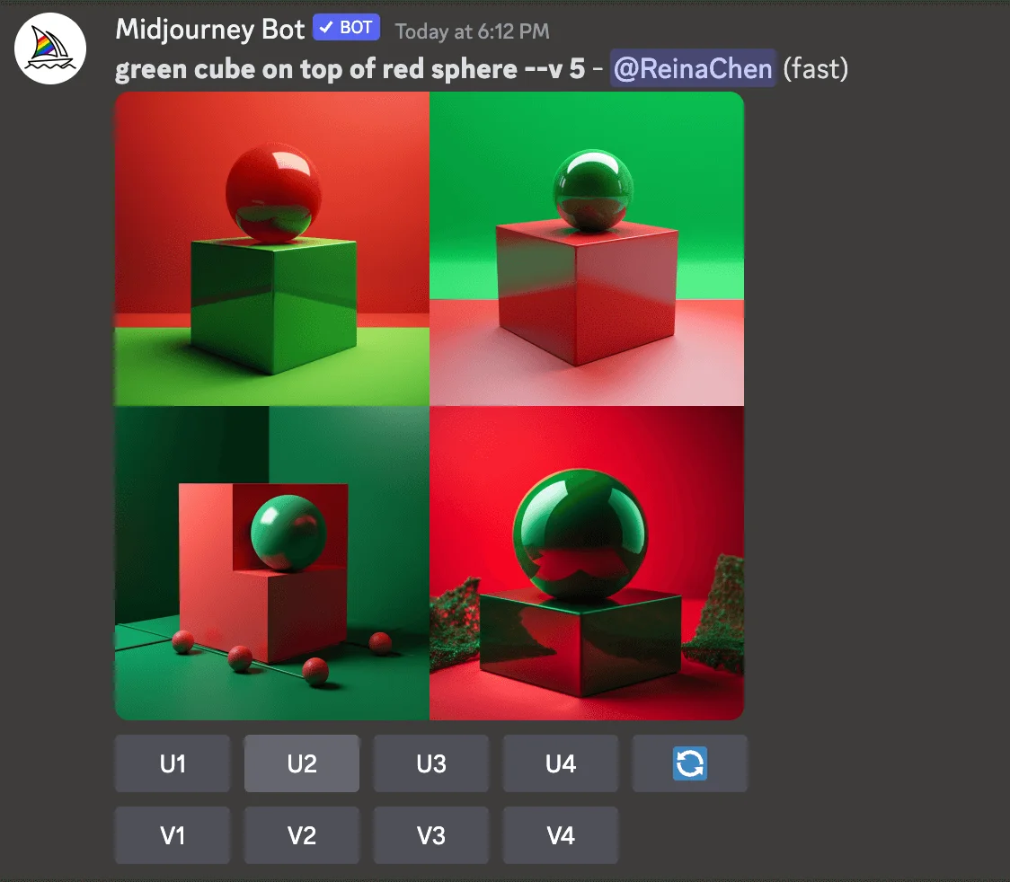 Midjourney Green Cube On Top Of Red Sphere
