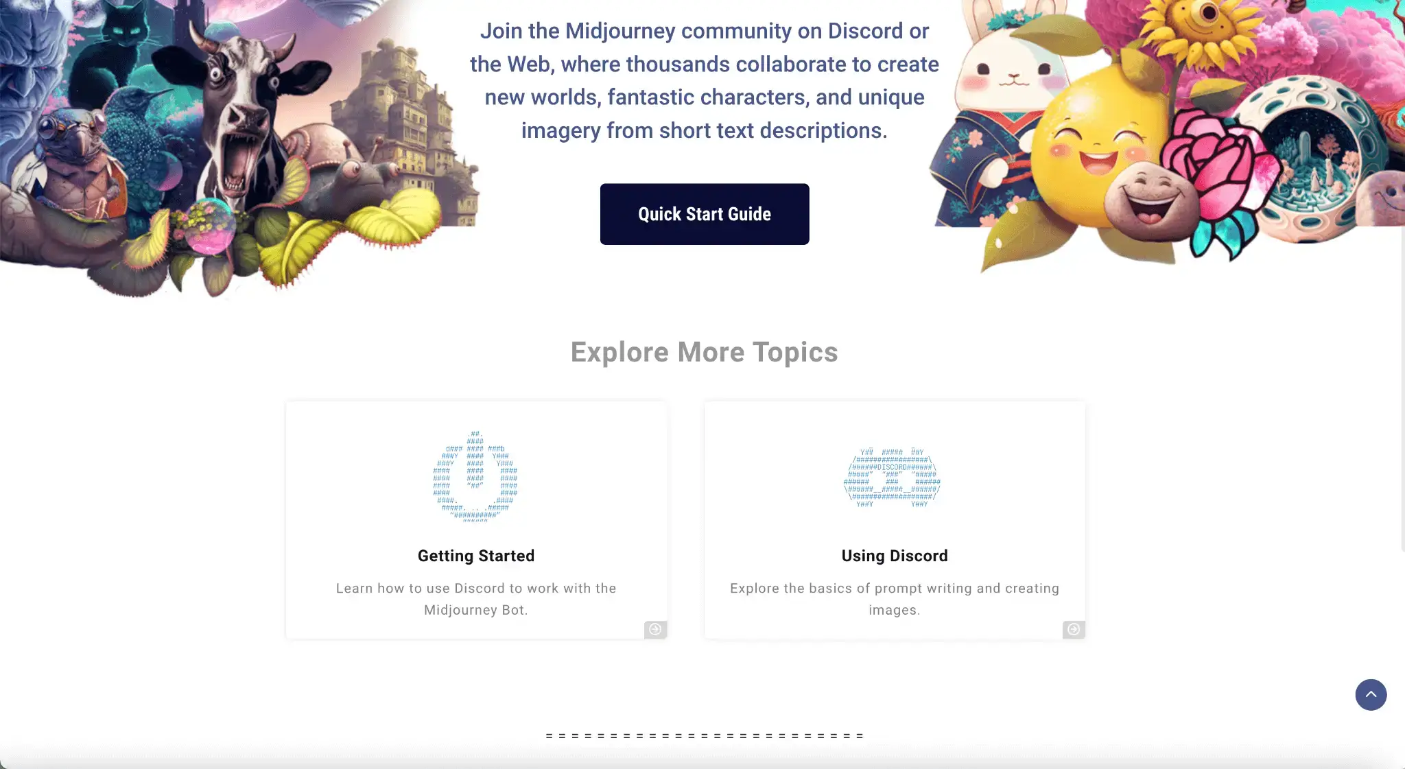 Midjourney Web Help and FAQ Documentation Page Current