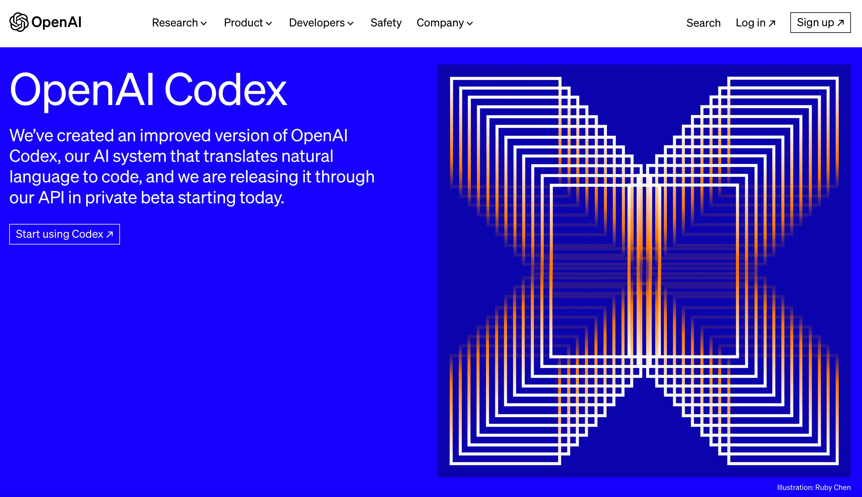 Página de inicio de OpenAI Codex