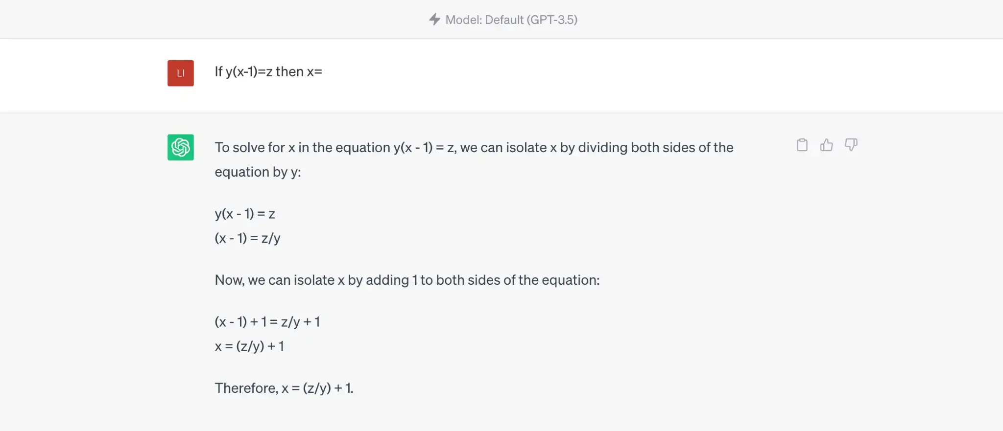 ChatGPT Solve Math Question Example