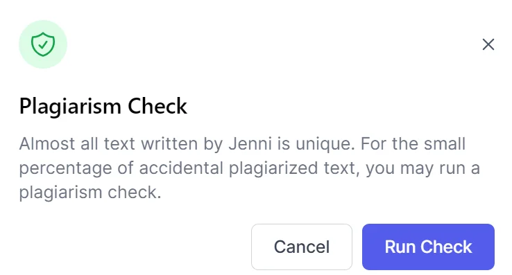 Jenni AI Click Run Check 