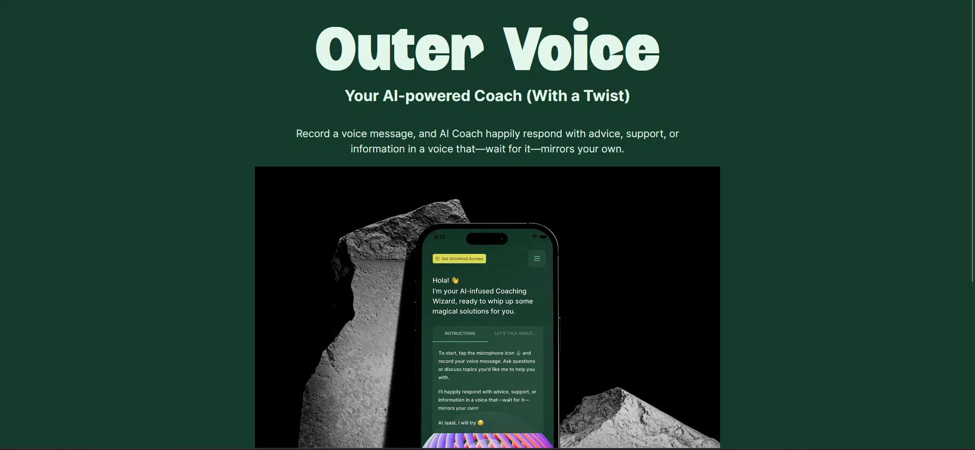 Outer Voice AIwebsite picture