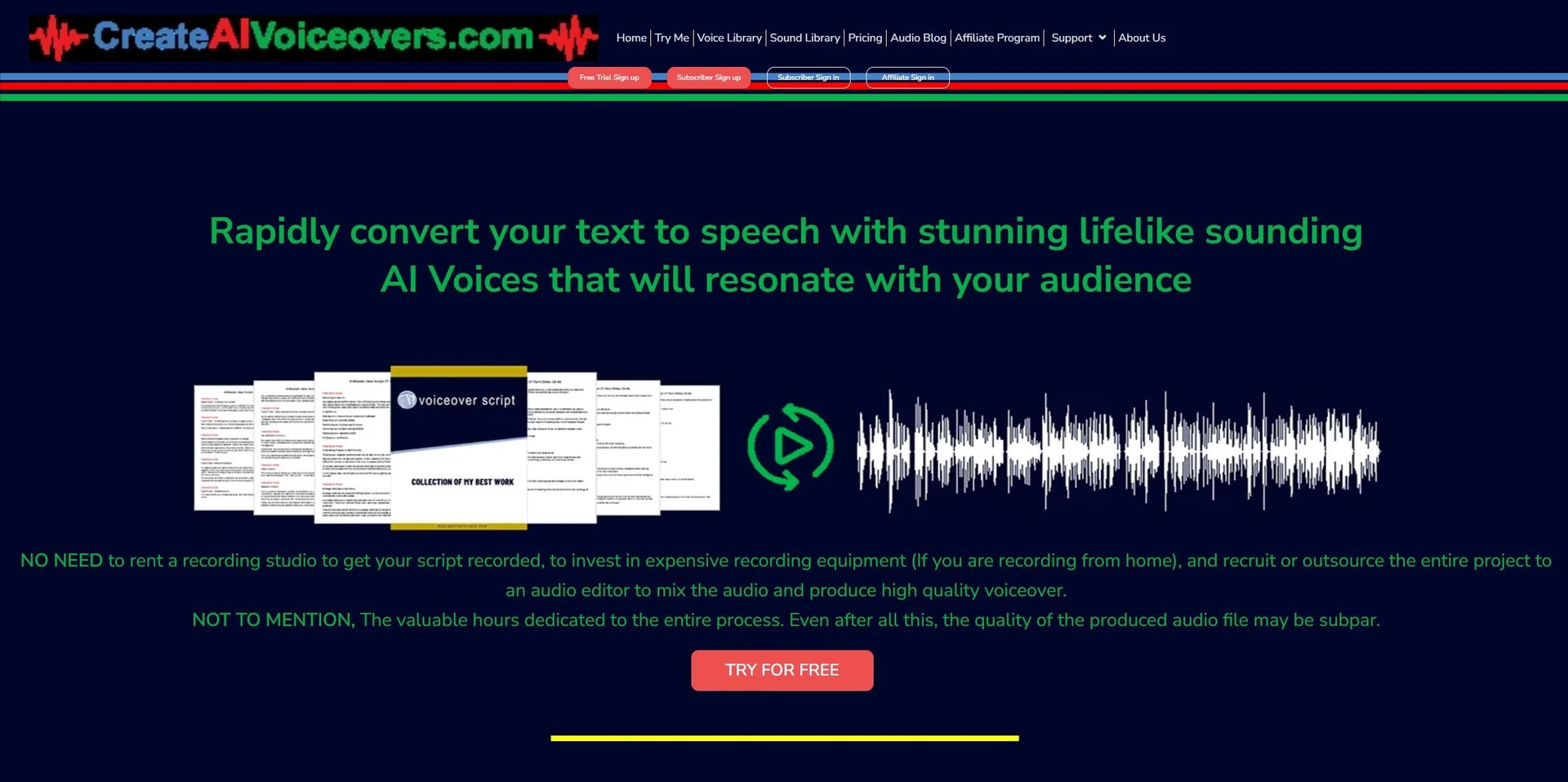 Create AI Voiceoverswebsite picture