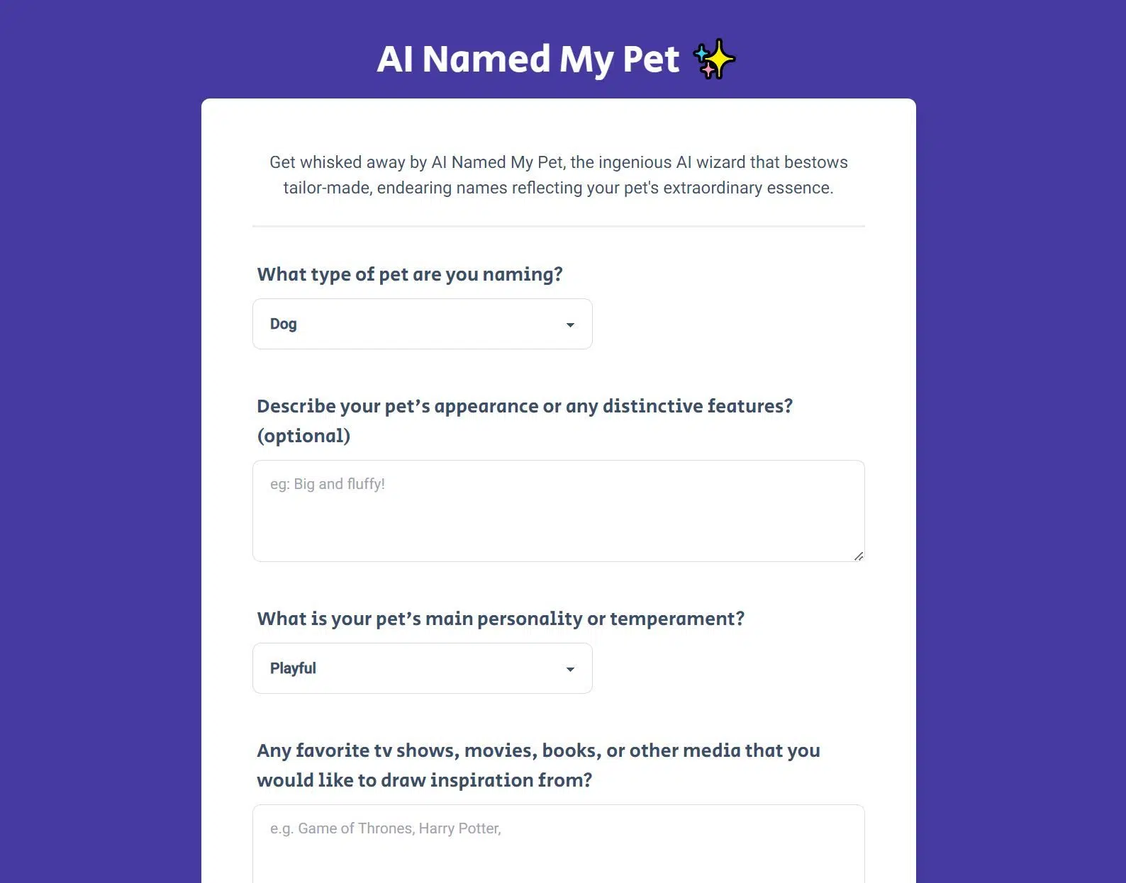 AI Named My Petwebsite picture