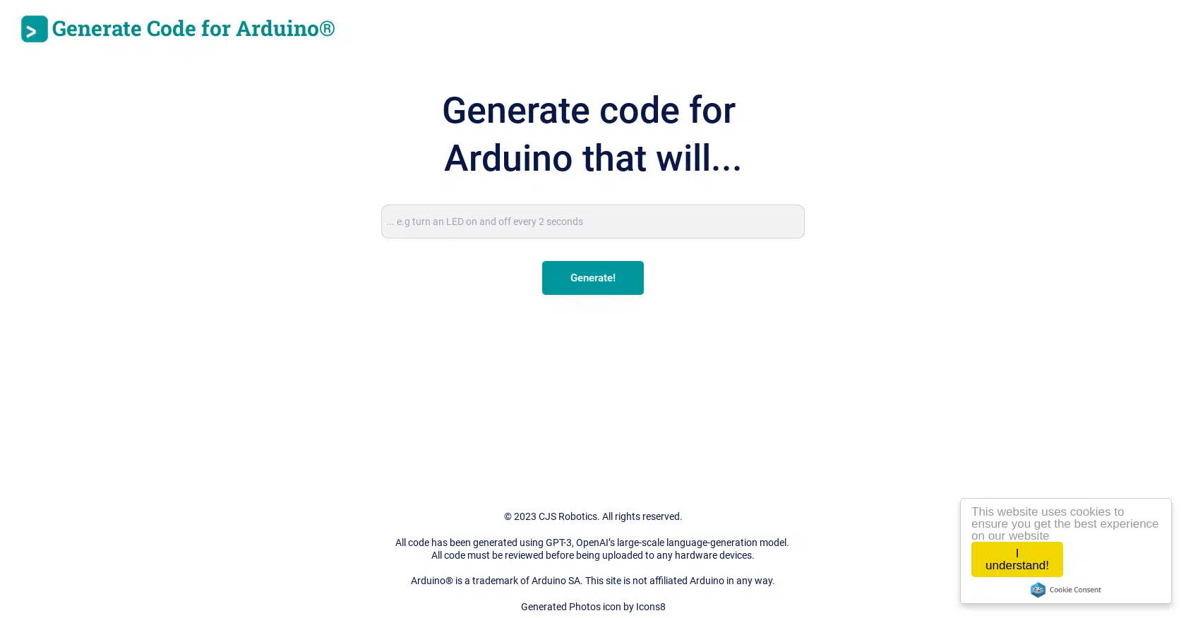 Duino Code Generatorwebsite picture