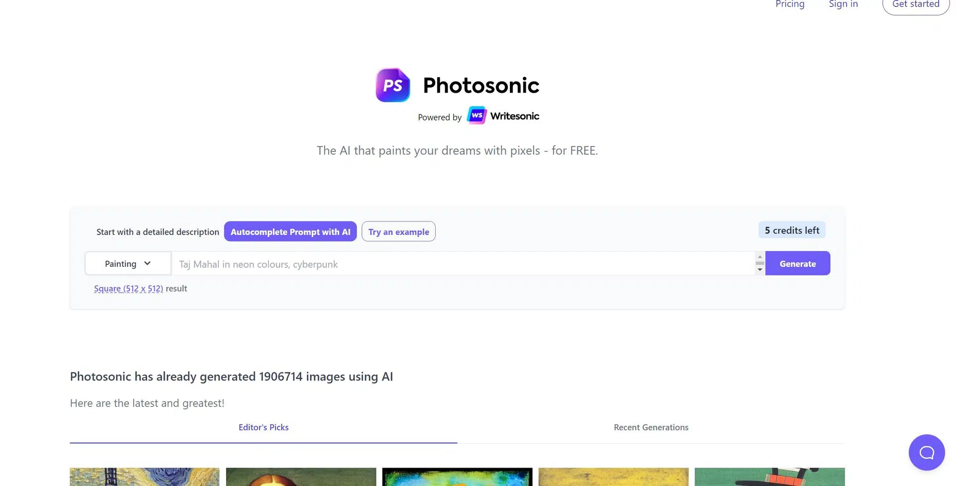 Photosonic AIwebsite picture