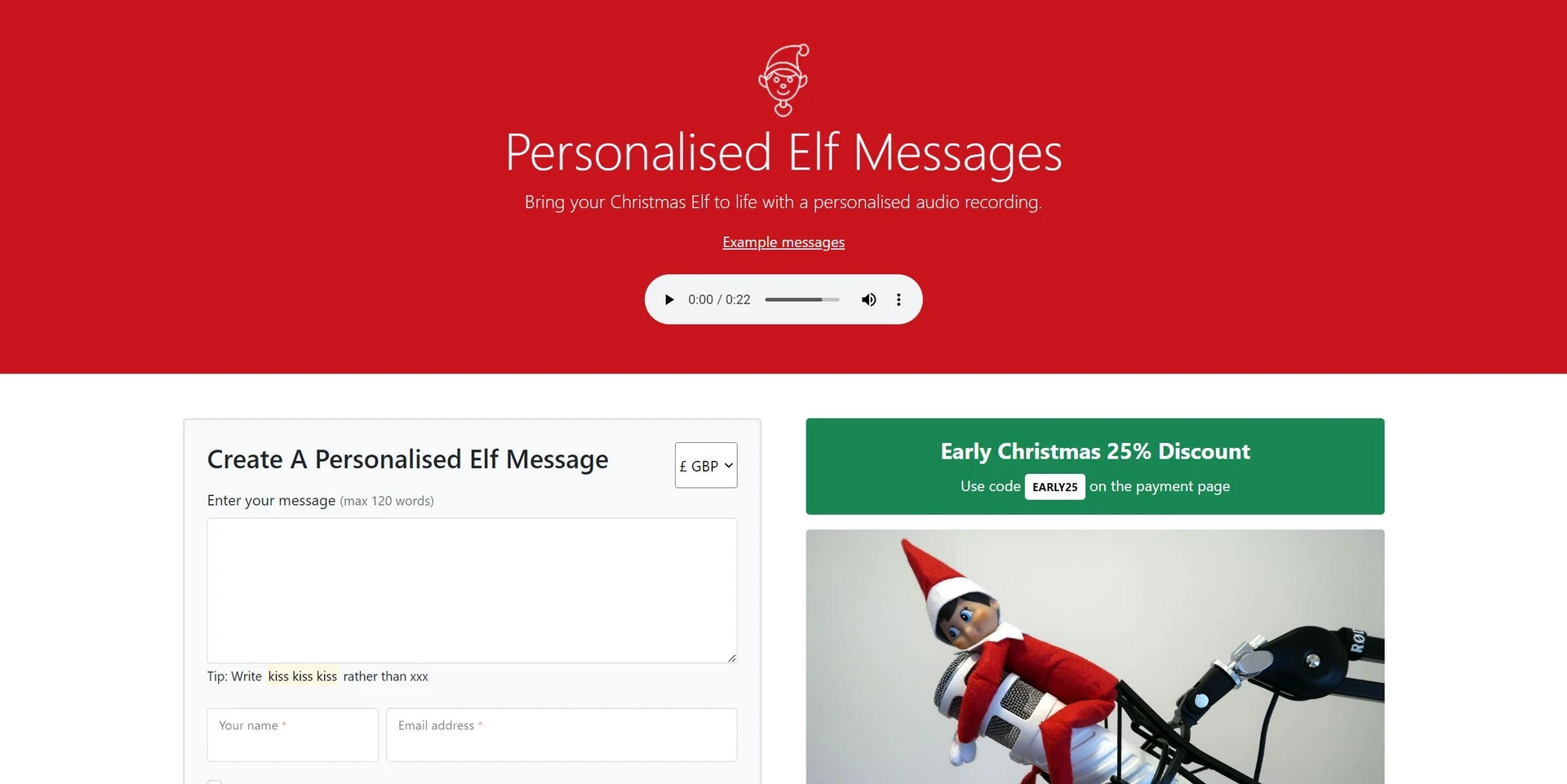 Elf Messageswebsite picture
