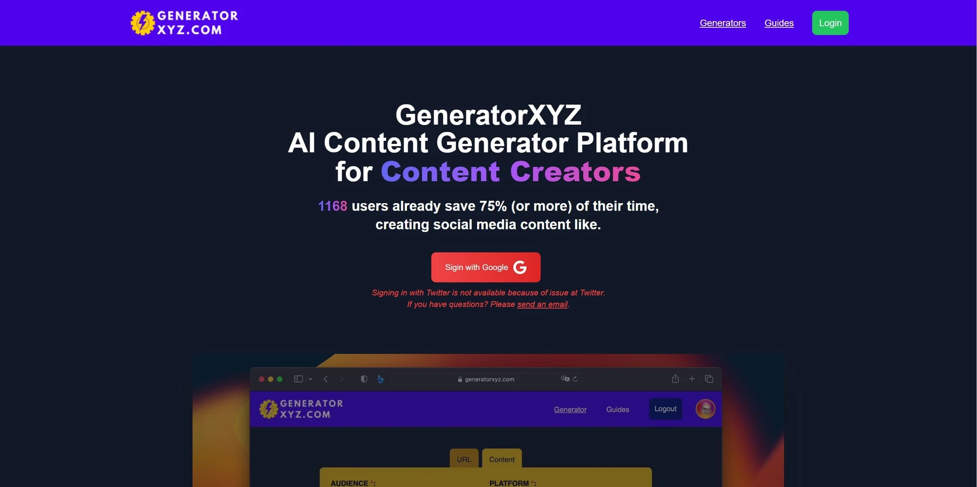 Generatorxyzwebsite picture