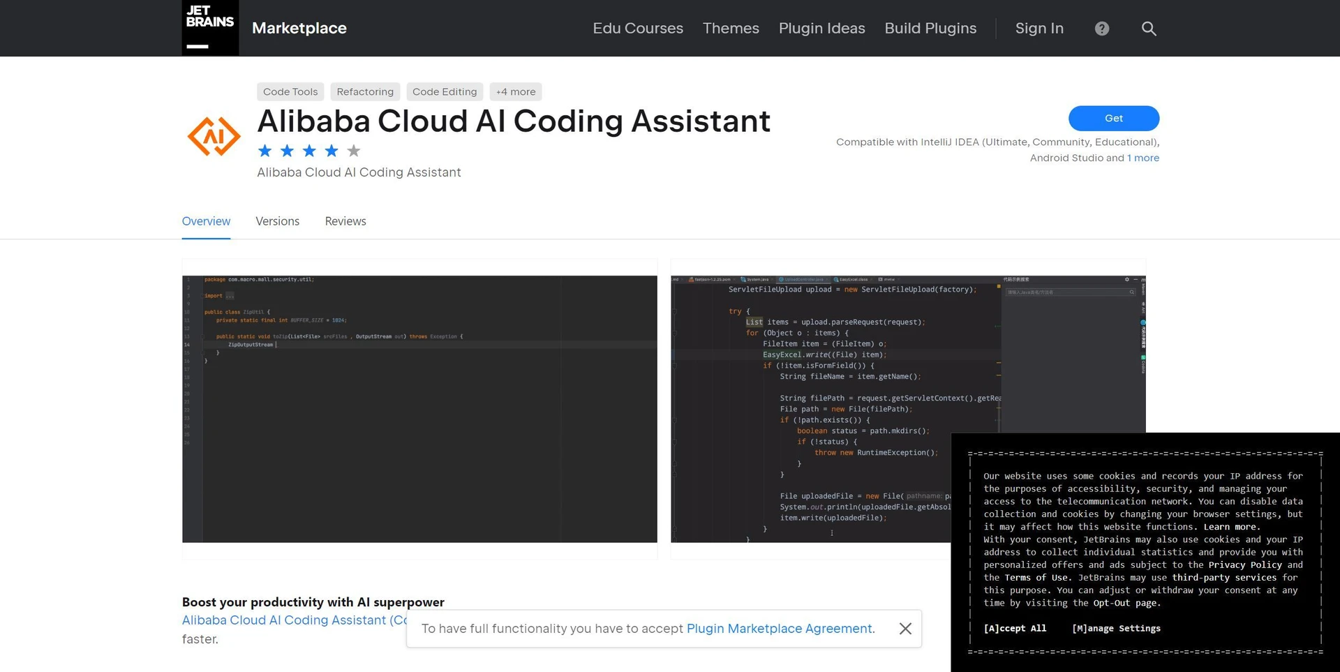 Alibaba Cloud AI Coding Assistantwebsite picture