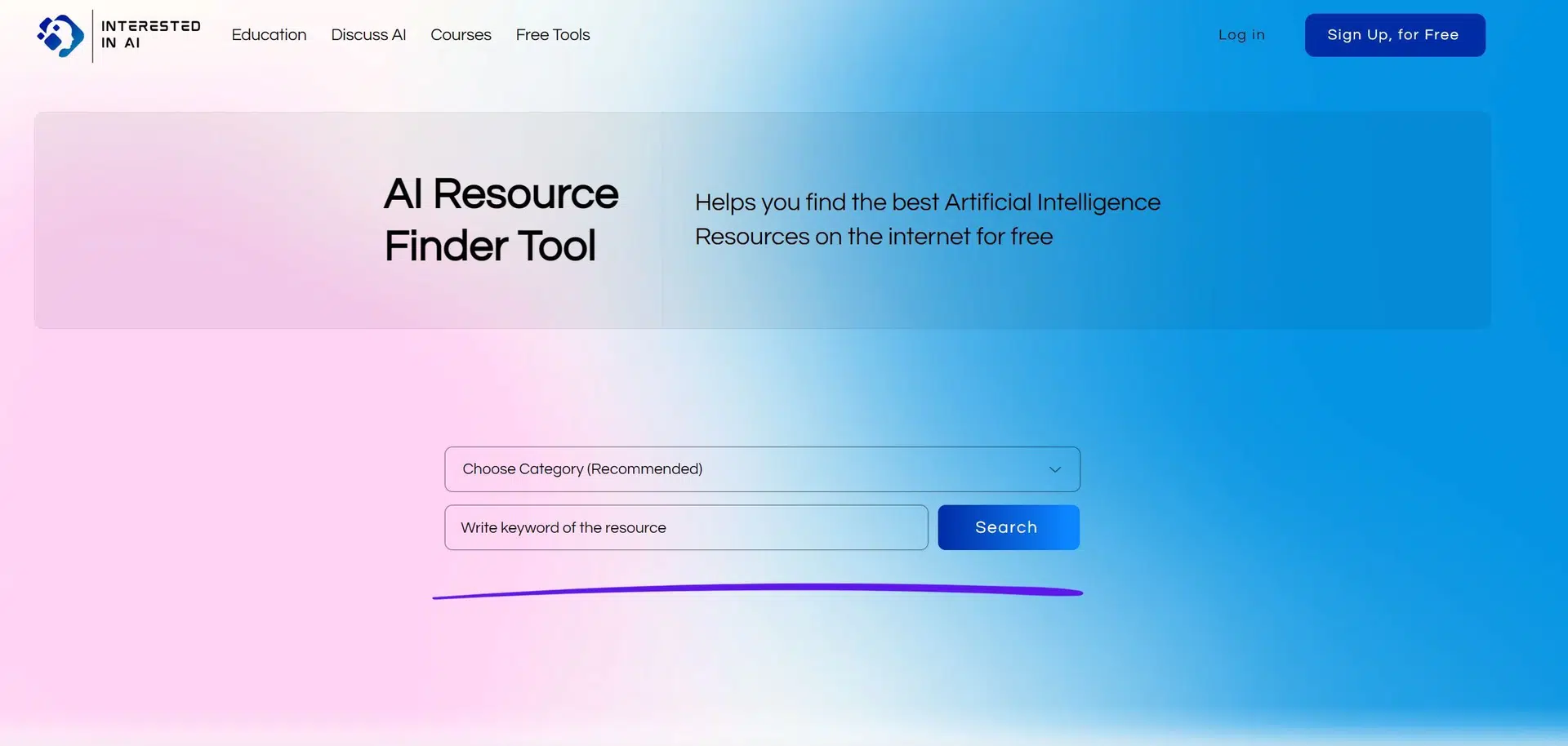 AI Resource Finder Toolwebsite picture