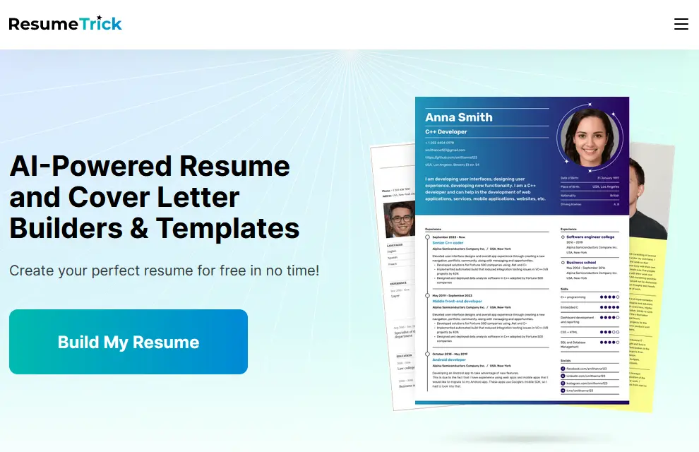 Resume Trickwebsite picture
