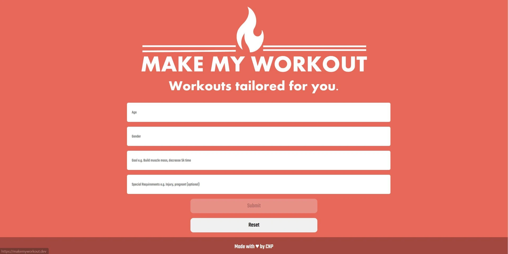 Make My Workoutwebsite picture