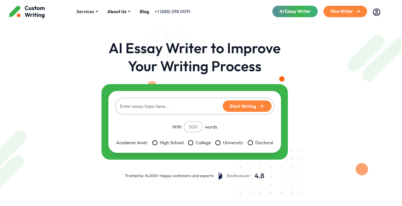 CustomWriting AI Essay Writerwebsite picture