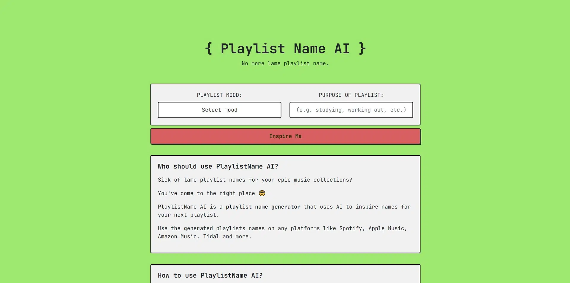 PlaylistName AIwebsite picture