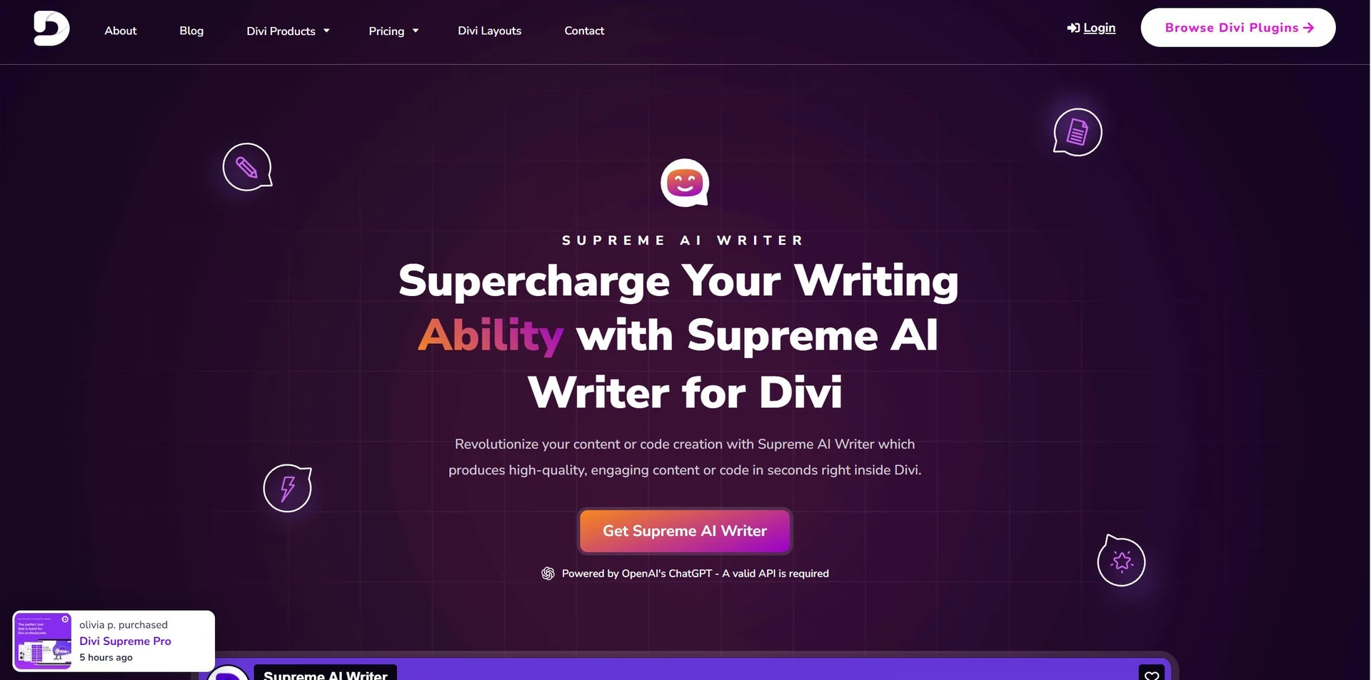 Supreme AI Writerwebsite picture